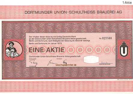 Dortmunder Union Schultheiss Brauerei, 50 DM, 1973