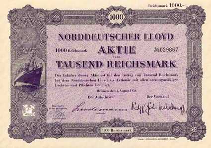 Norddeutscher Lloyd, 1000 RM, 1936